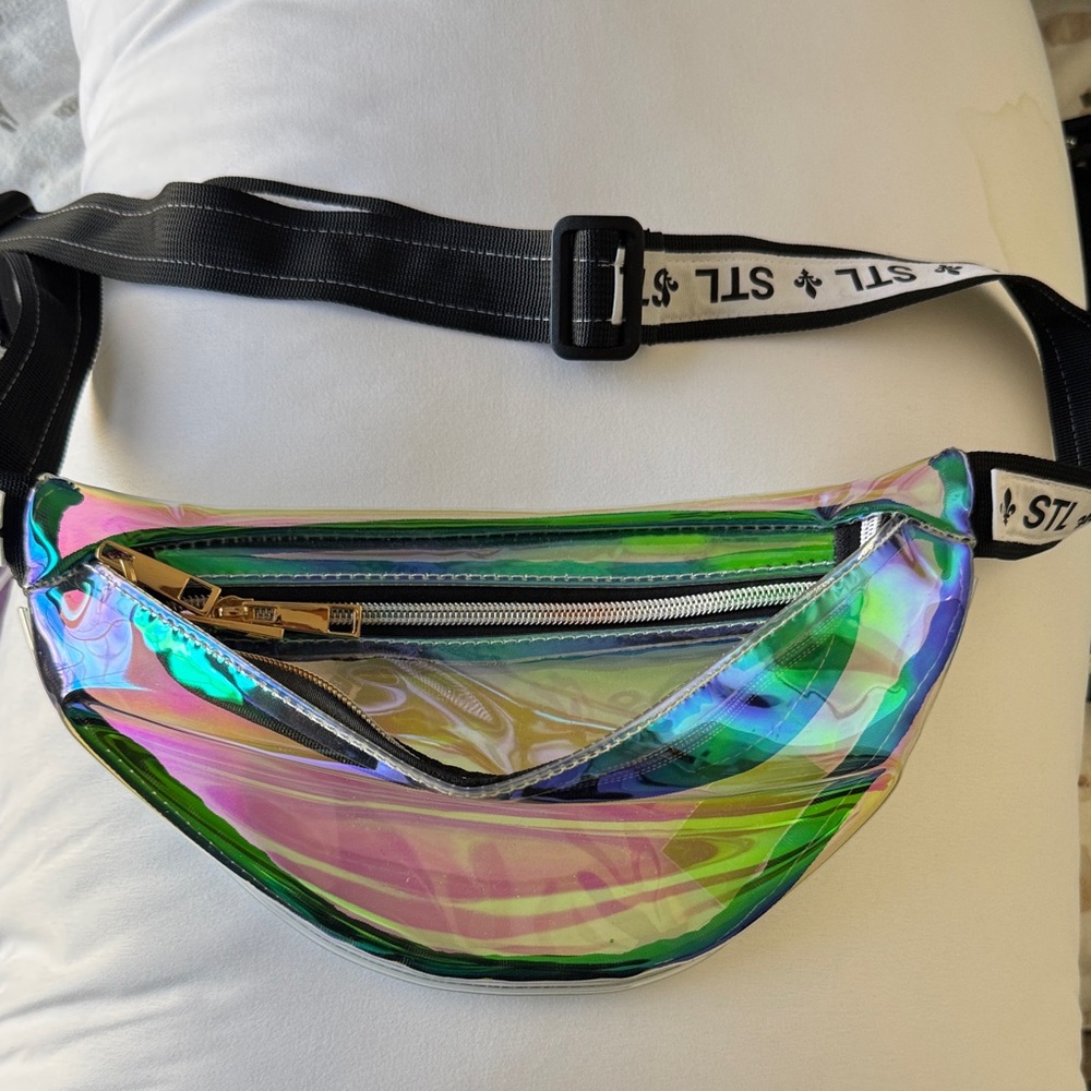 Iridescent St. Louis Holographic Fanny Pack with STΛ Logo Strap
